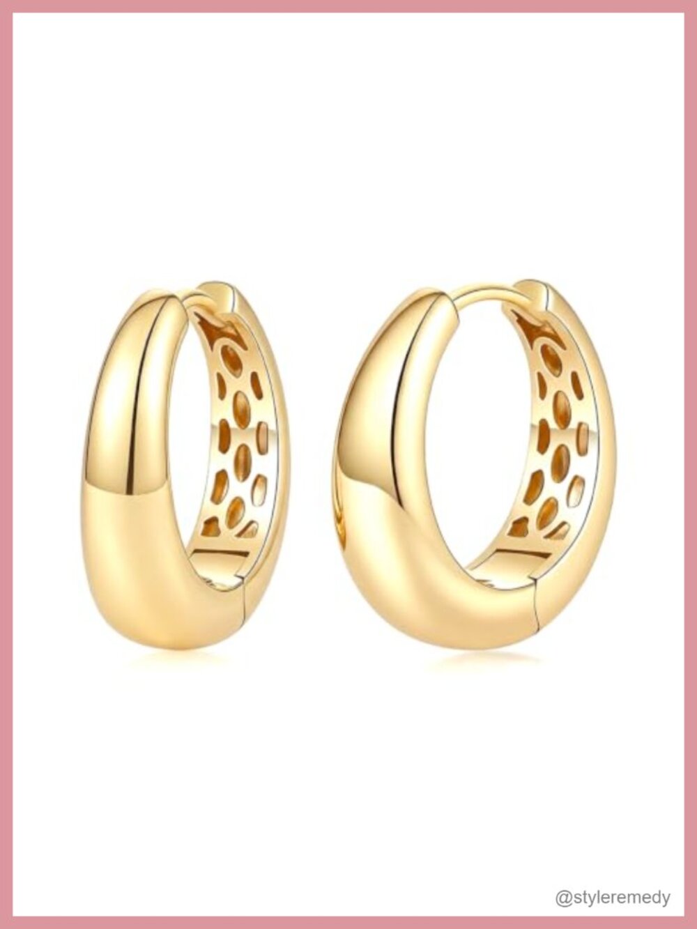 14K Gold Plated Teardrop Hoop Earrings Hypoallergenic Hinged Women's
